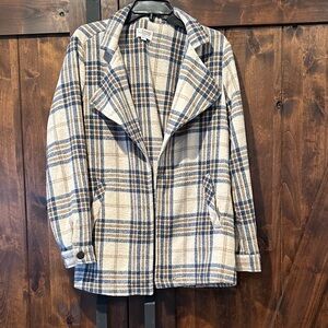Ci Sono Blue and Cream Plaid Blazer